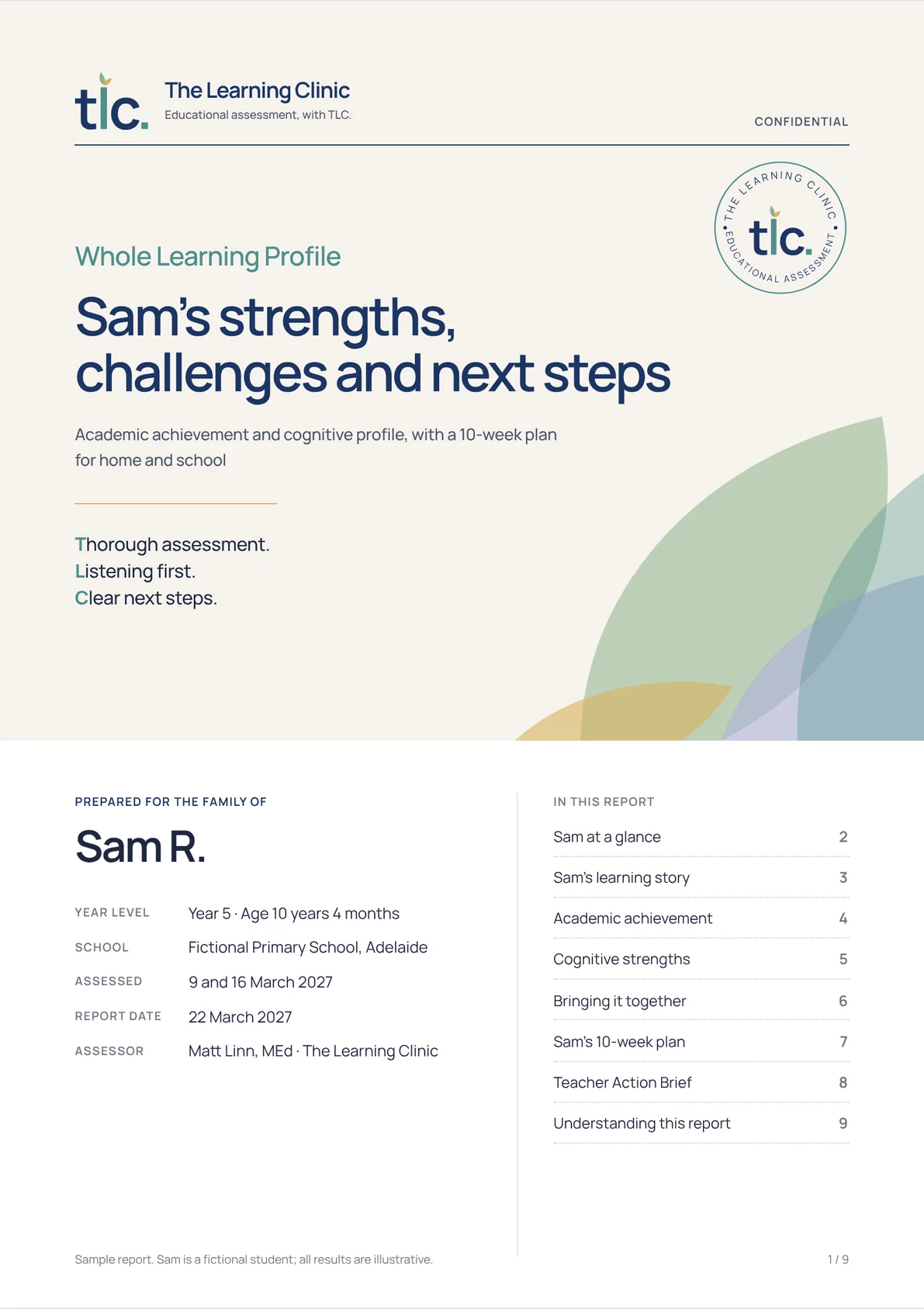 Sample report, page 1